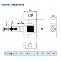 Miniature S-Type Load Cell Sensor 30kg 100kg 200kg, Tension and Compression Bi-directional Force Transducer, Professional Grade