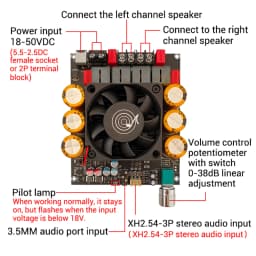 ZK-6002 DC18-50V Pure Power Amplifier Board 2.0 600W+600W Stereo Audio Amplifier Module TPA3255 Amplifier Chip