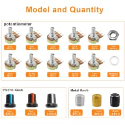 200pcs WH148 Potentiometer Kit Single-Joint Potentiometers With Rotary Knob b1k 2k 5k 10k 20k 50k 100k 250k 500k 1m