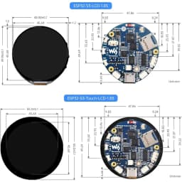 Waveshare ESP32-S3 1.85 inch IPS Round Display Development Board 360x360 TFT LCD Support WiFi Bluetooth for HMI/LVGL GUI/Arduino