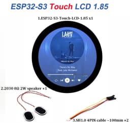 Waveshare ESP32-S3 1.85 inch IPS Round Display Development Board 360x360 TFT LCD Support WiFi Bluetooth for HMI/LVGL GUI/Arduino