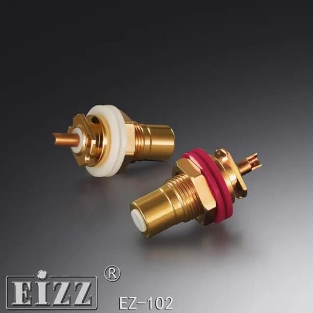 2pair(White+Red)EIZZ premium pure copper gold-plated RCA signal socket EZ-102 RCA brass+gold-plated free shipping