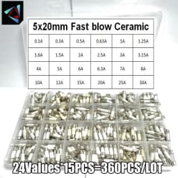 360Pcs/Box 24Values 5*20mm Fast Blow Ceramic Fuse 250V 0.1A 0.25A 0.5A 1A 1.5A 2A 2.5A 3A 3.15A 4A 5A 6A 6.3A 8A 10A 15A 16A