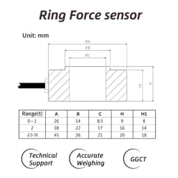 Thru-hole Weighing Sensor with Smart Controller Meter, Bolt Preload Force Transducer Kit 1t 2t 5t Stainless Steel