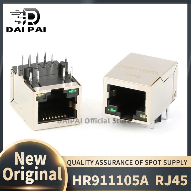(50Pcs/Lot) 100% New original HR911105A RJ45 socket - with LED light network isolation transformer filter