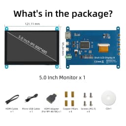 5 Inch IPS LCD Capacitive Touch Screen 800*480 HDMI Display Monitor for Raspberry Pi 5 4B 3B