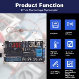 DIY Thermometer Electronics Kit with High/Low Alarm, DC 4.5-5V Temperature Humidity Sensor Soldering Project for STEM Learning