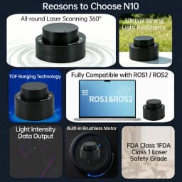 Lslidar N10 360° TOF Lidar Sensor 25m Waterproof Anti-glare Laser Radar Support ROS1 ROS2 Indoor Outdoor