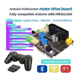 Emakefun For Arduino UNO Mega2560 R3 Expansion Board 6~35V With 4 Channels Motors Servos Ports PS2 JoystickRemoteControl