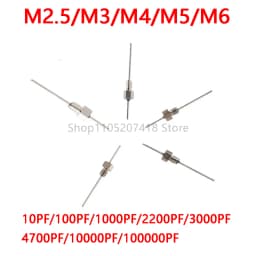 50PCS Feed-through Capacitor 1000pF 100V 102 1NF 10pf 100pf 2200pf 3300pf 4700pf Metric M2.5/M3/M4/M5 (2.5mm/3mm/4mm/5mm thread)