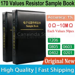 Resistor SMD Sample Book Chip Resistor Assortment Kit 0201 0402 0603 0805 1206 Accuracy 1% SMT 170 Values Each 50pcs 0R-10M Ohm