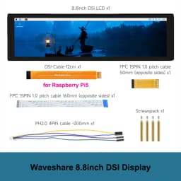 Waveshare 8.8 inch IPS 480x1920 Pixel Capacitive Touchscreen DSI Display 10-point Touch for Raspberry Pi 5/4B/3B+/3A+, CM3/3+/4