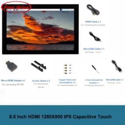 Raspberry Pi 5 8 Inch IPS Touch Screen LCD Display 8.0" 1280x800 HDMI-compatibe 5-point Touch Monitor for PC Game Console