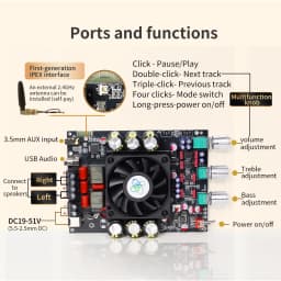 T3002P upgraded version 300WX2 Bluetooth digital amplifier board module with high and low frequency adjustment, imported TPA3255