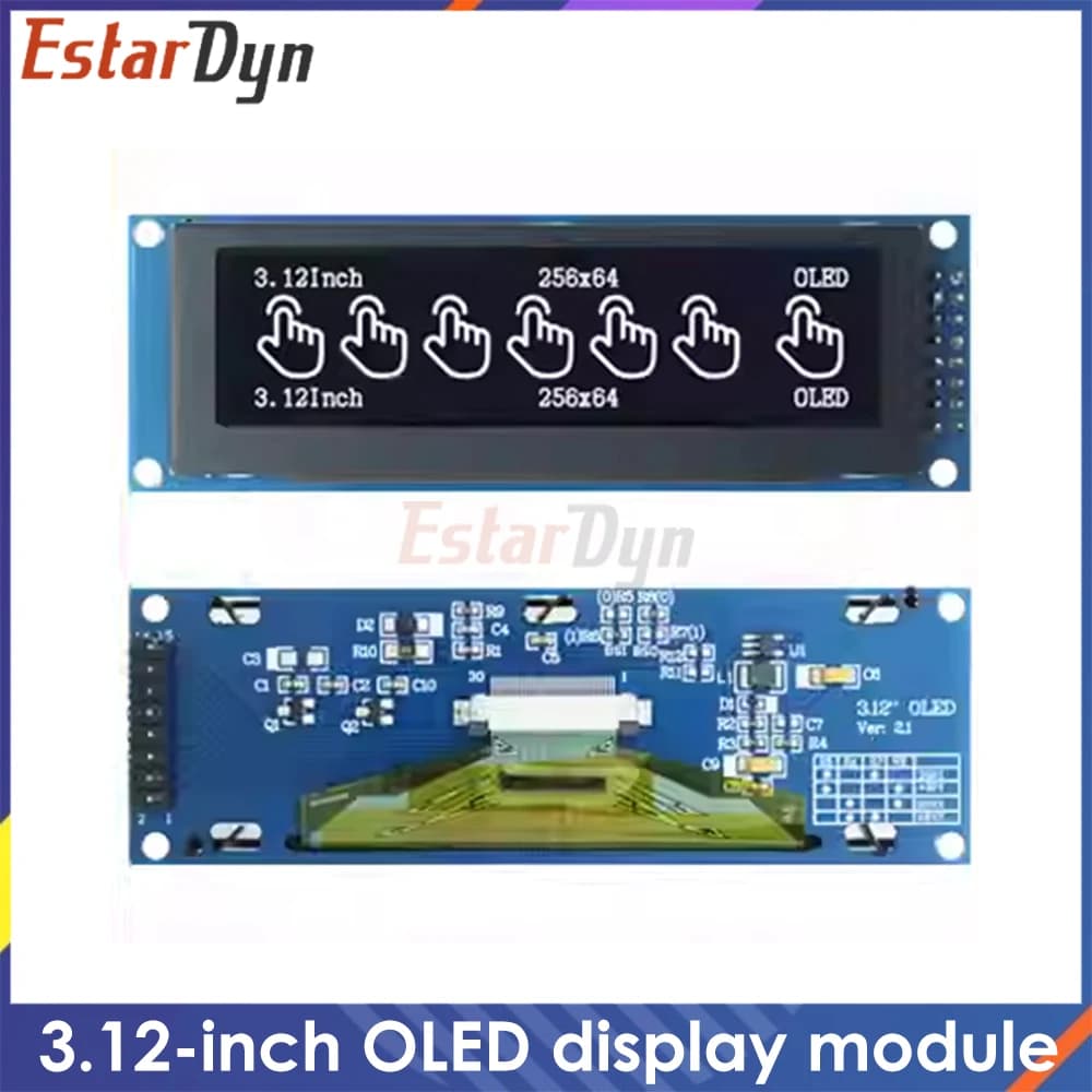 3.12 inch OLED Display Module SSD1322 256x64 for STM32 Raspberry Pi, SPI I2C Interface with Pre-soldered Pin Header