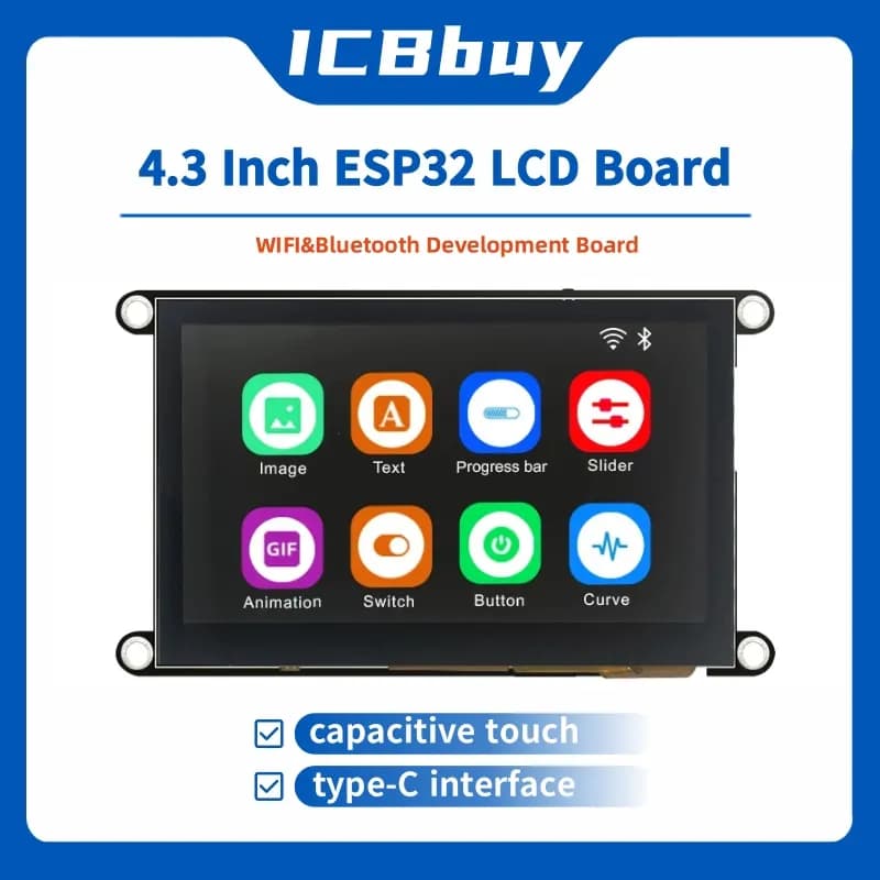 ESP32-S3 8M PSRAM 4M FLASH 4.3-Inch IPS Capacitive Touch 480*272 LCD Display Module with WIFI and Bluetooth