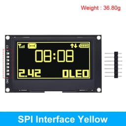 2.42 inch 2.42" OLED Display Module 128x64 LCD HD Screen Module SSD1309 7 Pin SPI/IIC I2C Serial Interface for Arduino UNO R3