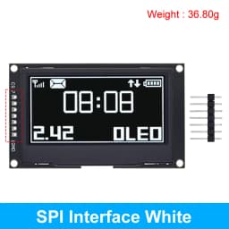 2.42 inch 2.42" OLED Display Module 128x64 LCD HD Screen Module SSD1309 7 Pin SPI/IIC I2C Serial Interface for Arduino UNO R3