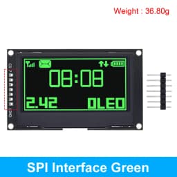 2.42 inch 2.42" OLED Display Module 128x64 LCD HD Screen Module SSD1309 7 Pin SPI/IIC I2C Serial Interface for Arduino UNO R3