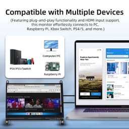 Raspberry Pi 5 7 Inch Touch Screen IPS 1024x600 HD LCD HD-MI Display for RPI 5 4B 3B+ OPI 5 AIDA64 PC Secondary Screen