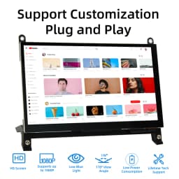 Raspberry Pi 5 7 Inch Touch Screen IPS 1024x600 HD LCD HD-MI Display for RPI 5 4B 3B+ OPI 5 AIDA64 PC Secondary Screen
