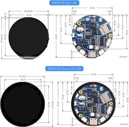 Waveshare ESP32-S3 1.85 inch IPS TFT Round LCD Display Development Board 360x360 Support WiFi Bluetooth for LVGL GUI/HMI/Arduino