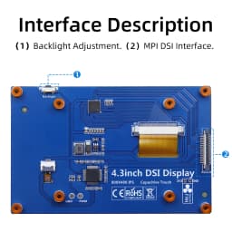 4.3 Inch RPi5 DSI Touch Screen LCD Display Portable Capacitive Touchscreen Monitor 800x480 for Raspberry Pi 5 4 3 3B+ 2