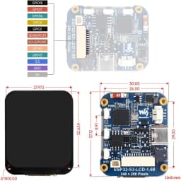Waveshare ESP32-S3 1.69 inch IPS Touch LCD Display Development Board 240×280 ST7789V2 SPI Display Module for Arduino IDE/ESP-IDF