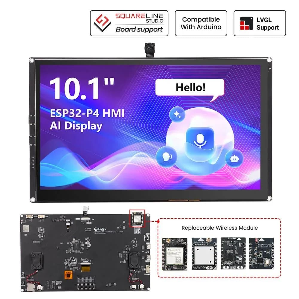 CrowPanel Advanced 10.1inch ESP32-P4 HMI AI Display 1024x600 IPS Touch Screen WiFi 6 Compatible with Arduino/LVGL/Micropython