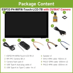Waveshare ESP32-P4 WIFI6 7inch IPS 1024x600 Touchscreen Display Development Board on ESP32-C6 with OV5647 Camera for DeepSeek