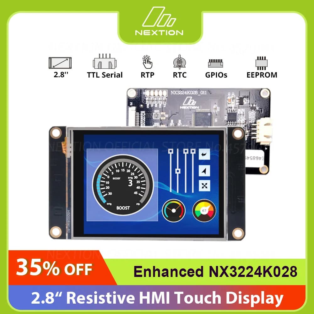 NEXTION NX3224K028 2.8" Resistive HMI Touch Display Screen Enhanced Series UASRT TFT LCD Module Compatible with Arduino