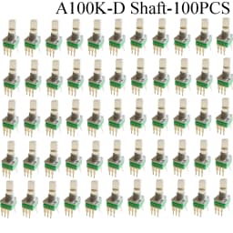 100PCS RK097 Precision Linear Potentiometer Vertical Single Link Shank 15mm D axis B2K B10K B20K B50K B100K B500K B1M