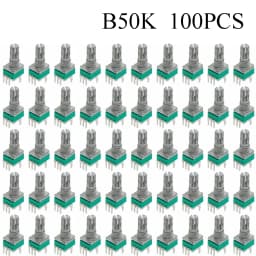100PCS RK097 Precision Linear Potentiometer Vertical Single Link Shank 15mm D axis B2K B10K B20K B50K B100K B500K B1M