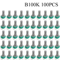 100PCS RK097 Precision Linear Potentiometer Vertical Single Link Shank 15mm D axis B2K B10K B20K B50K B100K B500K B1M