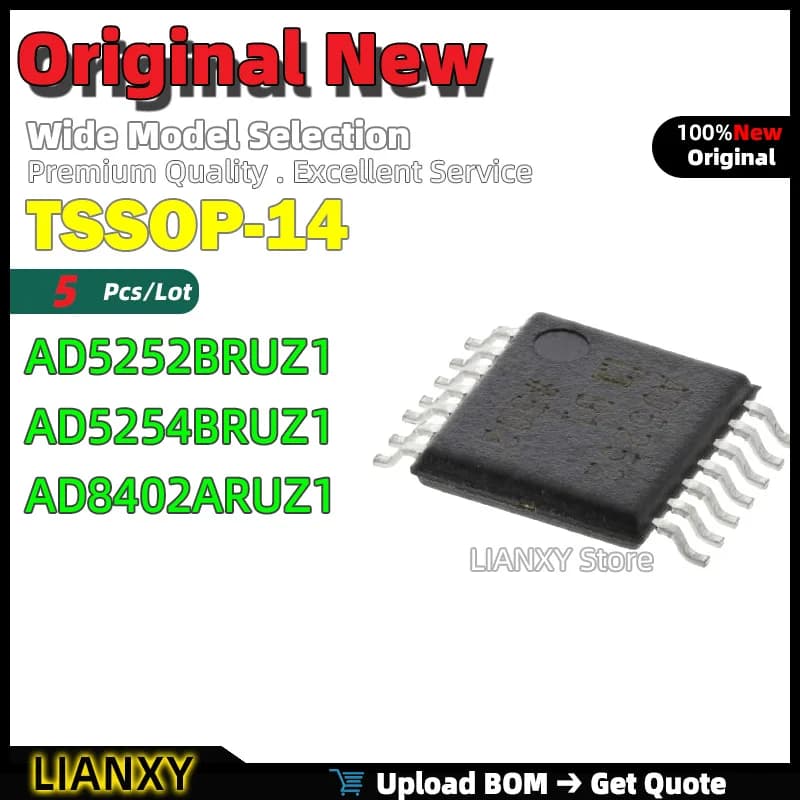 5pcs TSSOP-14 AD5252BRUZ1 AD5254BRUZ1 AD8402ARUZ1 Digital Potentiometer New Original
