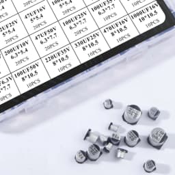 24Values Electrolytic Capacitors Assortment Kit SMD Bypass Low Frequency Aluminum with Storage Box 1uF - 1000uF