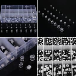 24Values Electrolytic Capacitors Assortment Kit SMD Bypass Low Frequency Aluminum with Storage Box 1uF - 1000uF