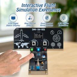 DIY Flight Simulator Console Soldering Kit with LCD Display Sound Effect LED Indicators STEM Electronics Learning Kit for School
