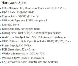 NanoPi Neo V1.4 LTS 512Mb DDR RAM Allwinner H3 Quad Cortex-A7 Up to 1.2GHz, OpenWRT, Support Ubuntu Linux Armbian DietPi Kali