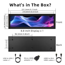 8 Inch IPS USB Secondary Screen 1960*480 Type-C LCD Computer Hardware Monitor CPU RAM GPU IPS HDMI LCD Display