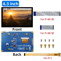 Raspberry Pi 5/4B/3B+/3B/3A+/2B/B+ 5-Point DSI Touch Screen Driver-Free 4.3/5/7 Inch 800x480 LCD Display Screen for Raspberry Pi