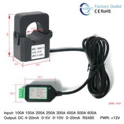 Split Core Current Sensor QNDBK3-16 Ac 150A 100A 50A 63A 20A 10A RS485 Clamp Ct Transformer Open Tpye Current Transducer Modbus