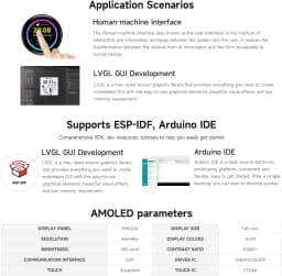 Waveshare ESP32-S3 1.43inch AMOLED Touchscreen Development Board 466x466 Round Display ESP32 Display HMI LVGL GUI Development