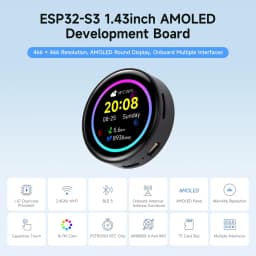 Waveshare ESP32-S3 1.43inch AMOLED Touchscreen Development Board 466x466 Round Display ESP32 Display HMI LVGL GUI Development