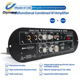 50W+50W Amplifier Board Bluetooth DIY D1200 2.0-Channel Amplifier Module DC15-18V Car AUX Player TF Card Slot USB FM with Mic