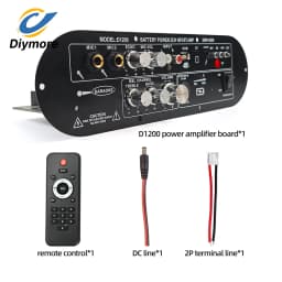 50W+50W Amplifier Board Bluetooth DIY D1200 2.0-Channel Amplifier Module DC15-18V Car AUX Player TF Card Slot USB FM with Mic