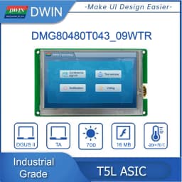DWIN 4.3 Inch 800x480 TFT LCD Display Module IPS Industrial Grade HMI TTL/RS232 High Brightness Touch Screen DMG80480T043_09W