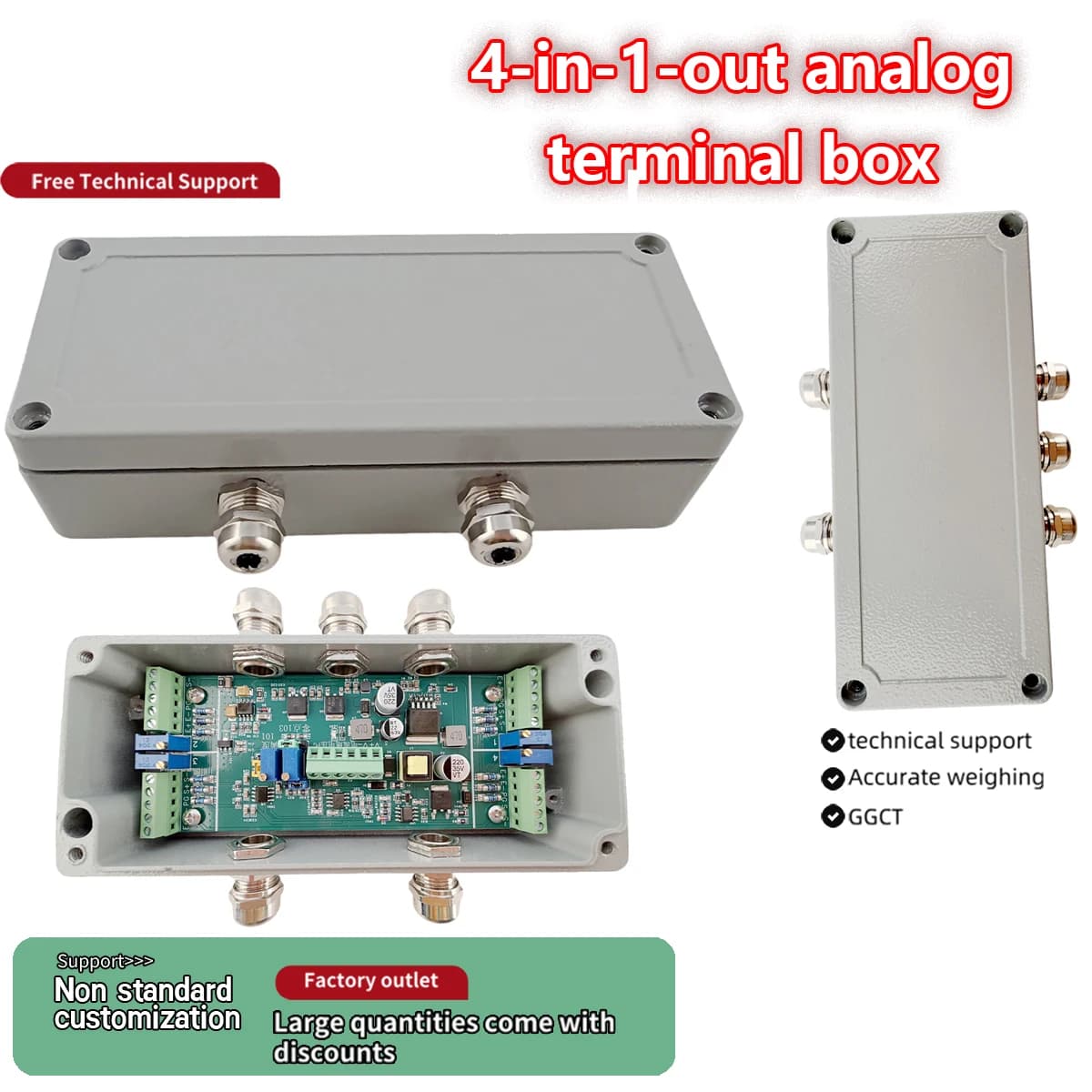 Industrial Load Cell Amplifier & Signal Converter for 1-8pcs 350Ω Bridge Sensors, Voltage/Current (0±5V, 0±10V, 0-5/10V, 4-20mA)