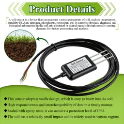 Soil Temperature Humidity Sensor Probe RS485 Output 0-5V 0-10V 4-20mA Analog Soil Moisture Detector Sensors IP68 Protection