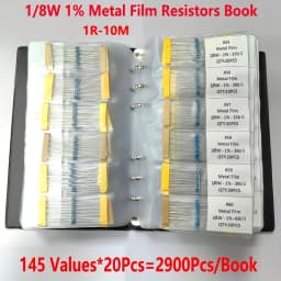 2900Pcs/lot 145 Values 1/8W 0.125W 1% 1-10M Metal Film Resistors Book Assorted Pack Kit Set Lot Resistors Assortment Kits